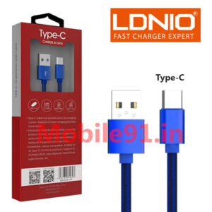 LDNIO Fabric Type-C Cable (Blue Color) for Mobile Charging & Data Cable