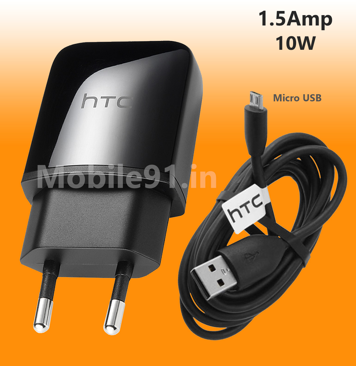 HTC 1.5 Amp Charger with Micro Cable for HTC Mobile Phone - Mobile 91.in